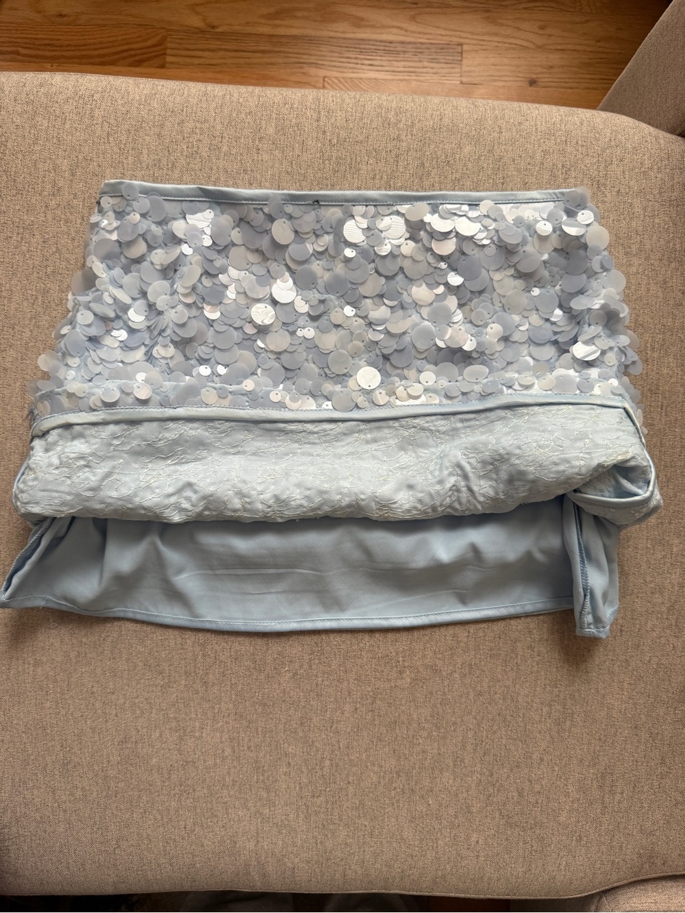 Zara Light Blue Sequin Mini Skirt - Picture 5 of 6